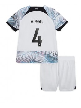Liverpool Virgil van Dijk #4 Auswärts Trikotsatz für Kinder 2022-23 Kurzarm (+ Kurze Hosen)